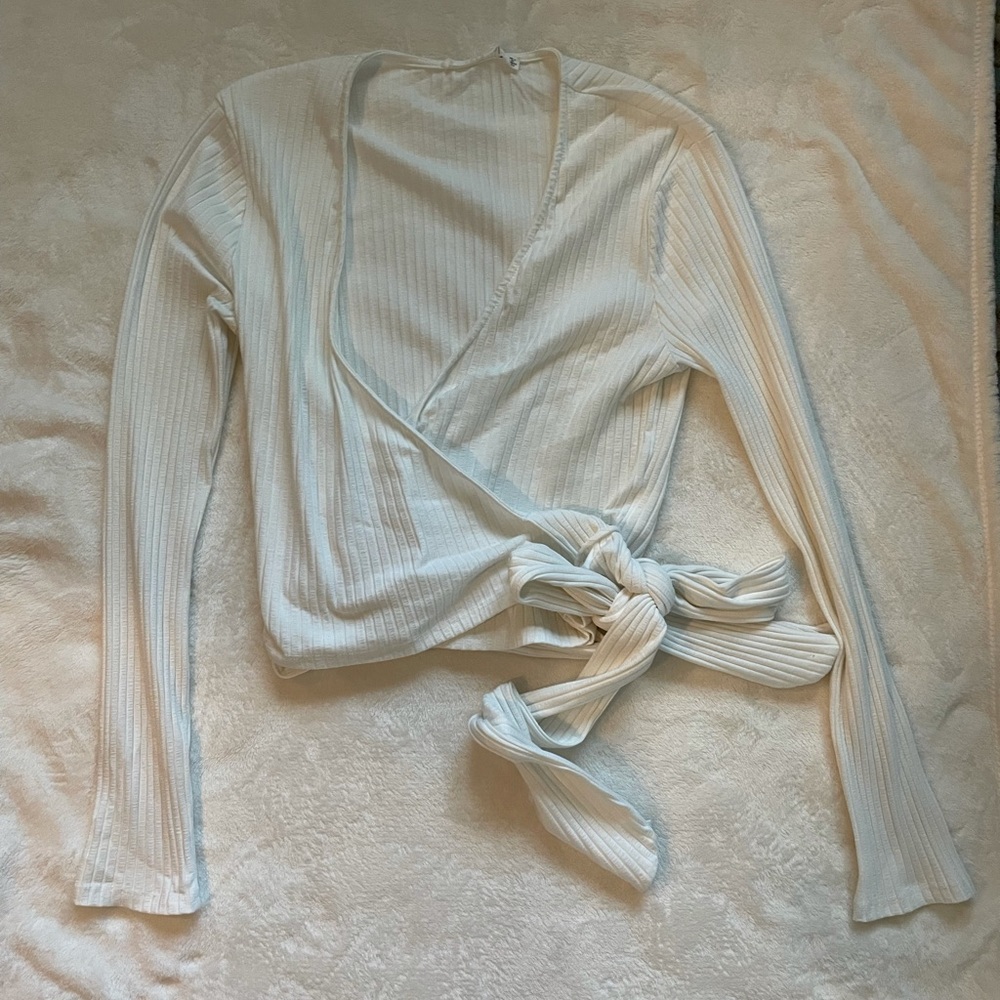 Lush white long sleeve crossbody top